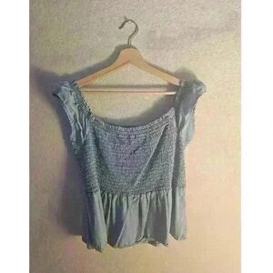 Women's Blue Smocked Top